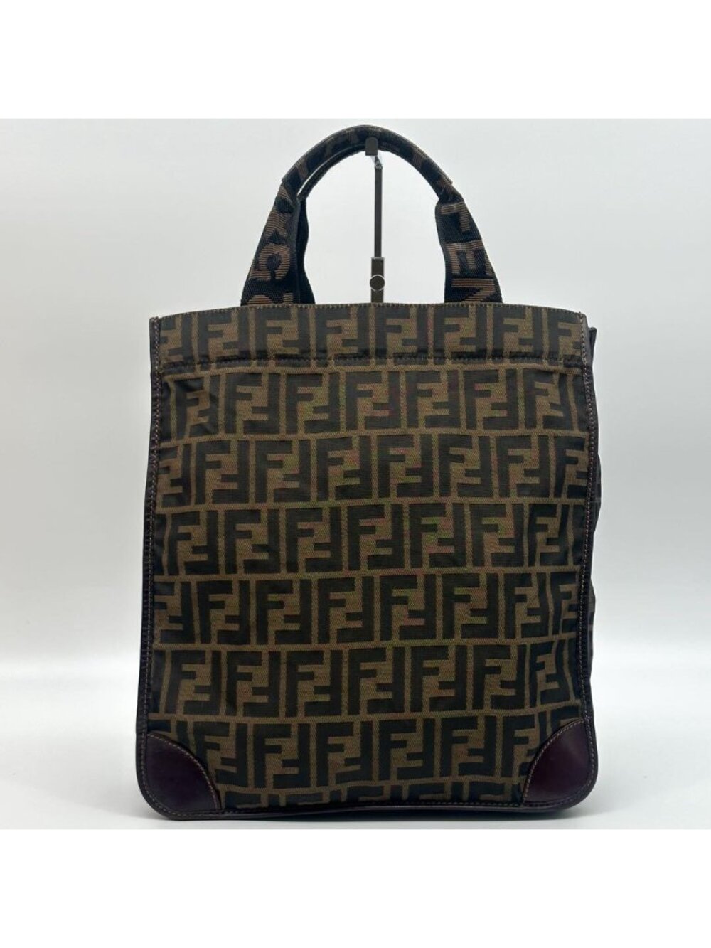 ★SOLD★ Fendi Zucca Tote Canvas Leather Foldable Rare - Picture 2 of 13